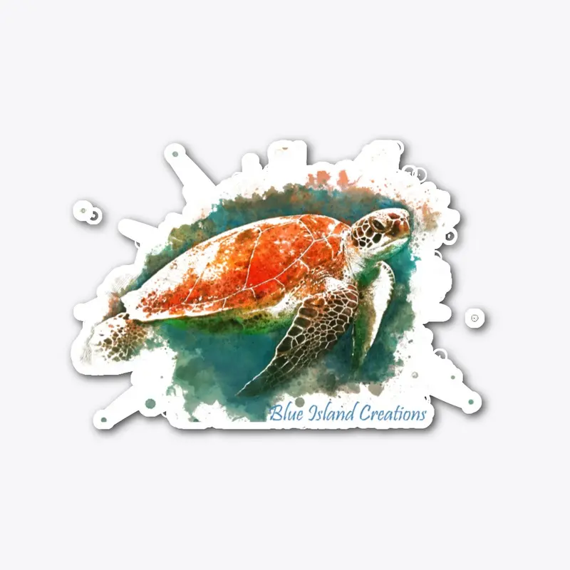 Rust Sea Turtle Splash Blue