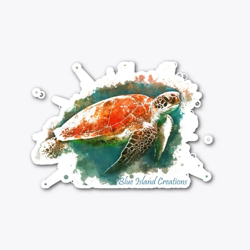 Rust Sea Turtle Splash Blue